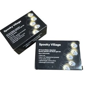 NIB 2 Pack Spooky Village 20 Count LED Skull String Light Battery Operated